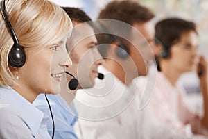 Customer service operators in a row