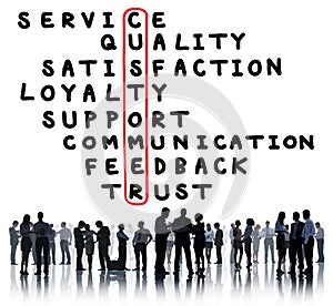 Customer Service Quality Satisfaction Crossword Puzzle Concept photo