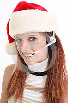 Customer Service Rep In Santa Hat