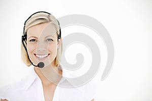 Customer service representative with headset - portrait
