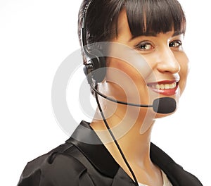 Customer service representative smiling