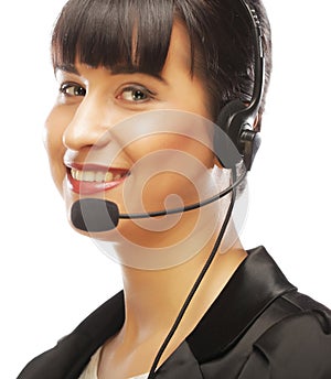 Customer service representative smiling