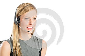 Customer Service Representative Wearing Headset Looking Away