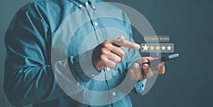 Customer service review Satisfaction feedback Rating five-star.