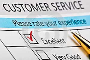 Customer service satisfaction survey form.