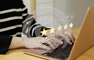 Customer service Satisfaction Survey, service experience rating online application, 5-star satisfaction, customer evaluation