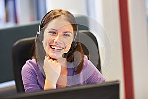 Customer service smile, portrait or professional woman, receptionist or agent for startup admin job, tech support or