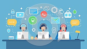Customer service, Support call center, Hotline operator illustration concept