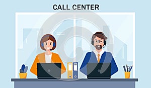 Customer service, support or call center office.