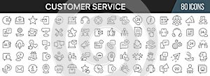 Customer service and support line icons collection. Big UI icon set in a flat design. Thin outline icons pack. Vector illustration