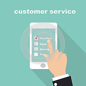 Customer service survey form on screen mobile