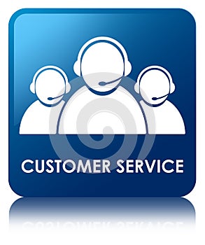 Customer service (team icon) blue square button