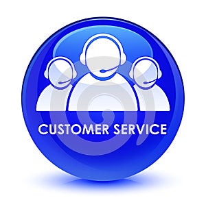 Customer service (team icon) glassy blue round button