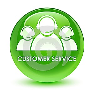 Customer service (team icon) glassy green round button