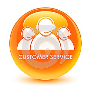 Customer service (team icon) glassy orange round button