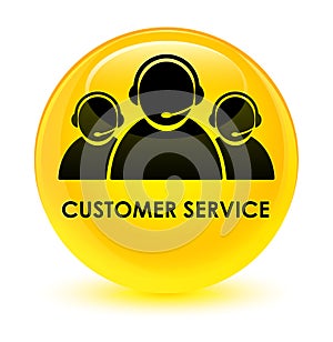 Customer service (team icon) glassy yellow round button