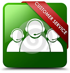 Customer service team icon green square button