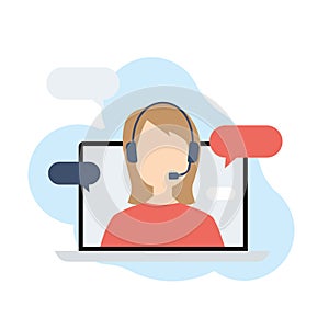Customer Service, Technical Support, Online Chat. Stock Illustration