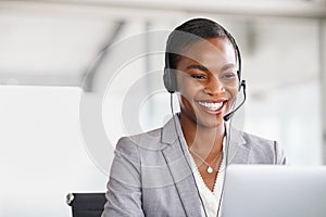 Customer service woman working on a phone call