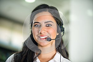 Customer Service worker, operator with headset