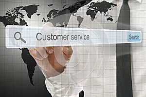 Customer service written in search bar