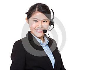 Customer services assistant with headset