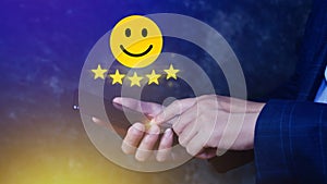 Customer services best excellent business rating experience, Positive Review and Feedback, Satisfaction survey concept