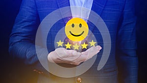 Customer services best excellent business rating experience, Positive Review and Feedback, Satisfaction survey concept.