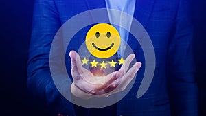 Customer services best excellent business rating experience, Positive Review and Feedback, Satisfaction survey concept.