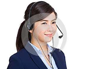 Customer services officer look away from camera