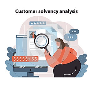 Customer Solvency Analysis. Analyzing financial profiles and creditworthiness of customers with detailed scrutiny. photo