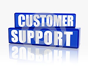 Customer support in blue blocks