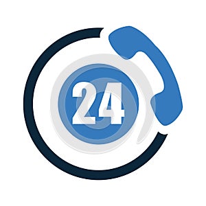 Customer support. calling help, 24 hours active, helpline Icon