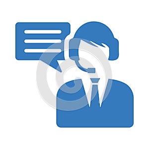 Customer, support, chat, hotline, service icon. Blue vector design