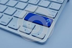 Customer support concept, blue tone