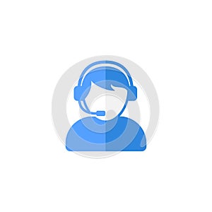 Customer support or customer service agent with headset flat vector icon design