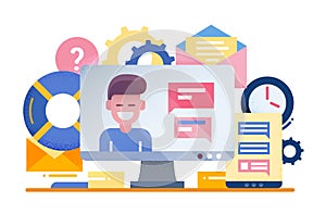 Customer Support - flat design illustration