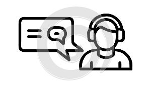 Customer Support Headset Chat Icon, vector design Generative AI