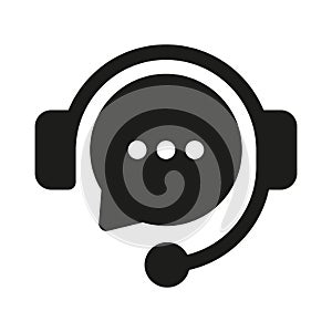 Customer support helpdesk or technician help logo symbol. icon Hotline support service with headphones