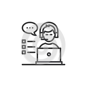Customer support line icon, outline vector sign, linear pictogram isolated on white.