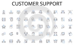 Customer support line icons collection. Behaviorism, Consciousness, Emotion, Perception, Motivation, Self-esteem photo