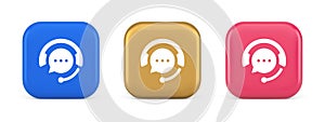 Customer support live chat service button information messaging consulting 3d icon