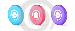 Customer support live chat service button information messaging consulting 3d isometric circle icon