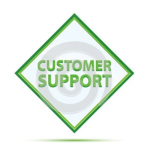 Customer Support modern abstract green diamond button