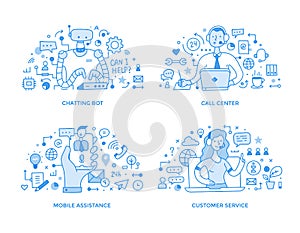 Customer Support & Online Assistance Spot Illustrations