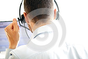 Customer support operator in the call center.