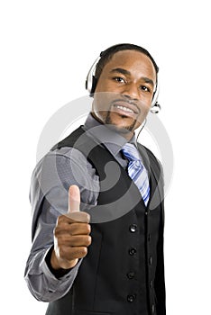 Customer support operator thumbs up