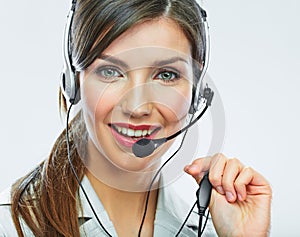 Customer support operator. Woman face.Call center