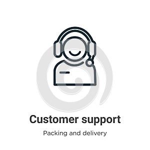 Customer support outline vector icon. Thin line black customer support icon, flat vector simple element illustration from editable