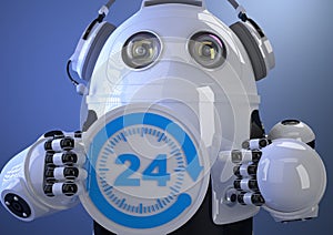 Customer support phone operator robot in headset. Contains clipping path